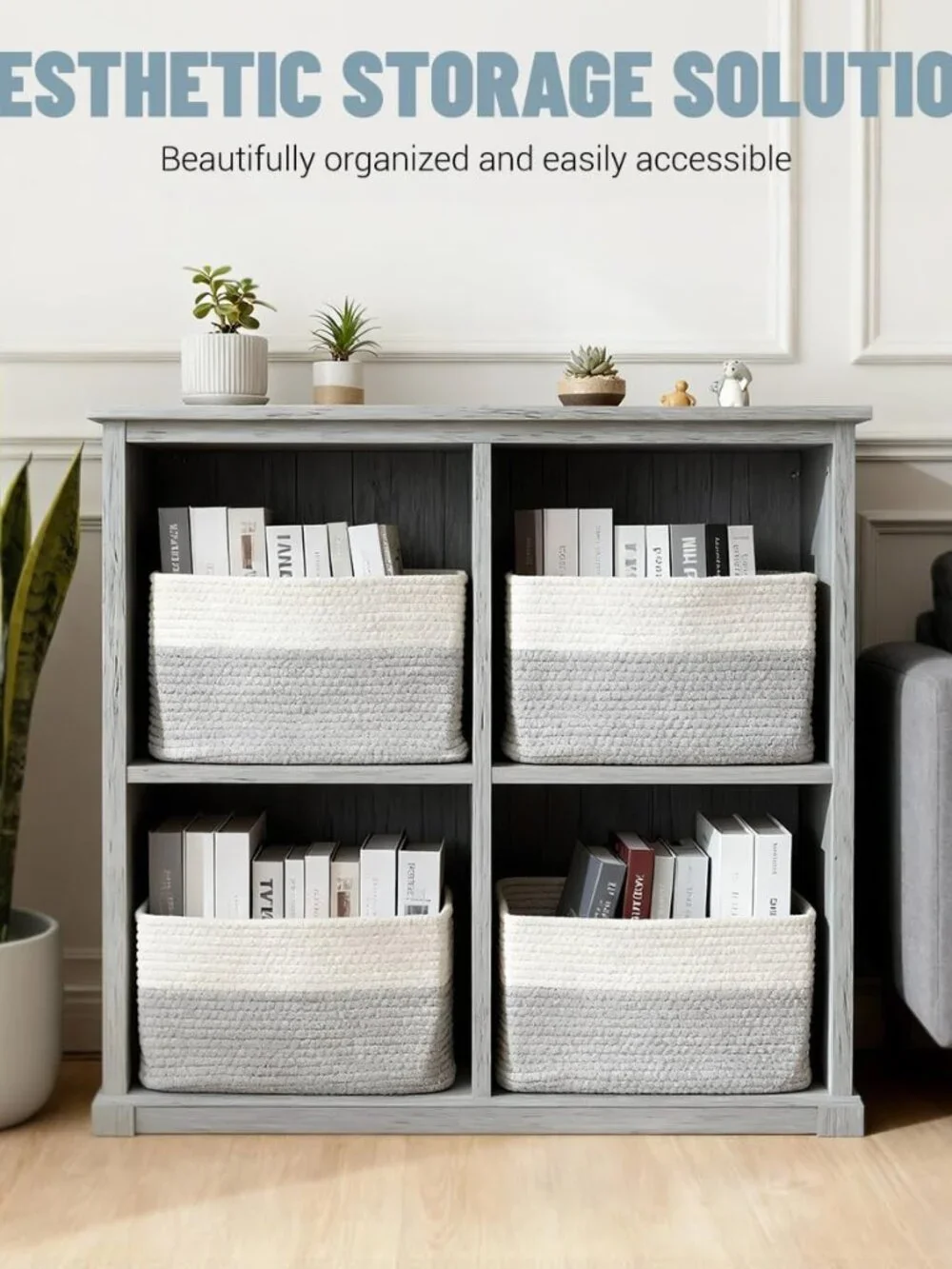 New 5 Pack Woven Storage Baskets, Decorative Storage Bins for Organizing | 13.8